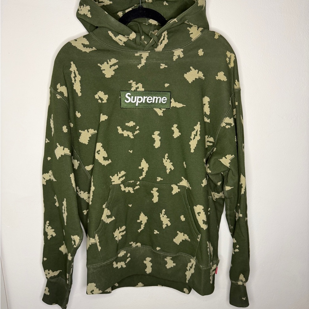 Supreme Olive and Beige Patterned Hoodie